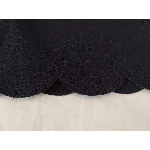 J Crew Womens Scallop Sheath Dress Size 8 Navy Blue Sleeveless Back Zip  A3744 - Picture 4 of 9